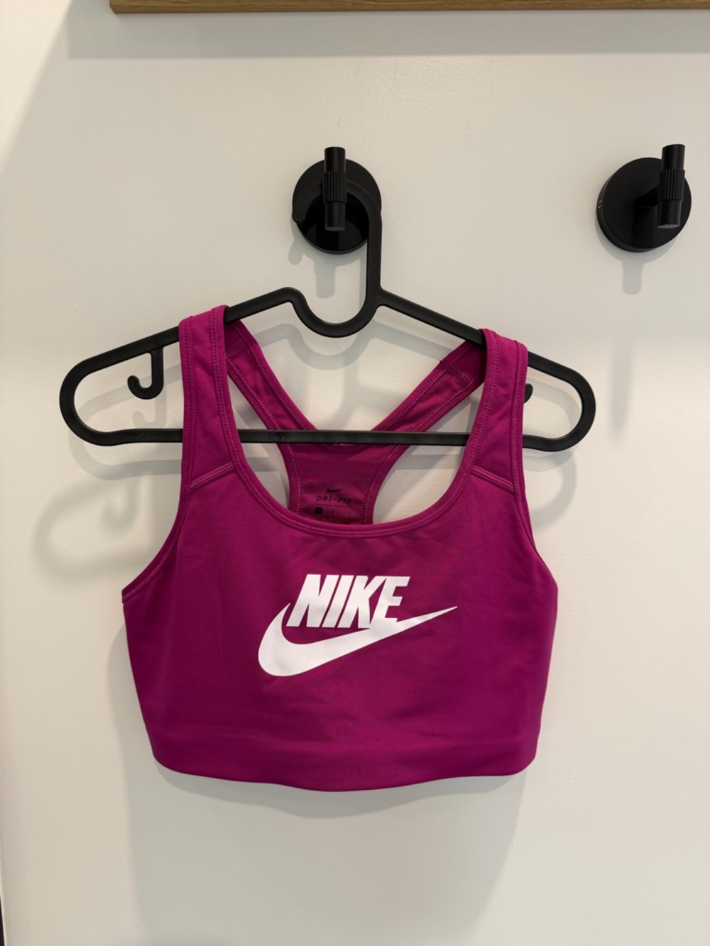 Nike Dri-FIT Sports Bra in Deep Pink with White Logo